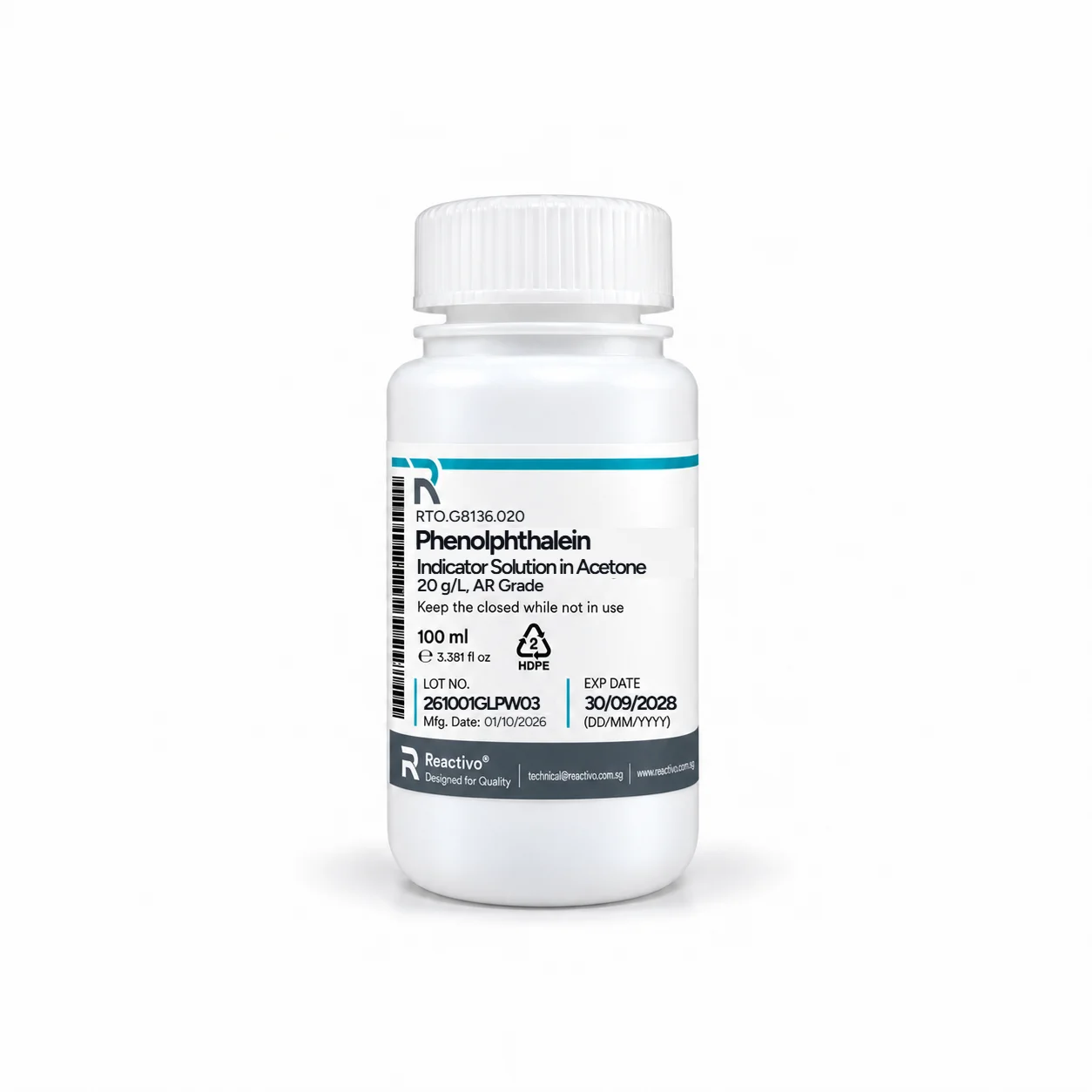 Phenolphthalein Indicator Solution in Acetone